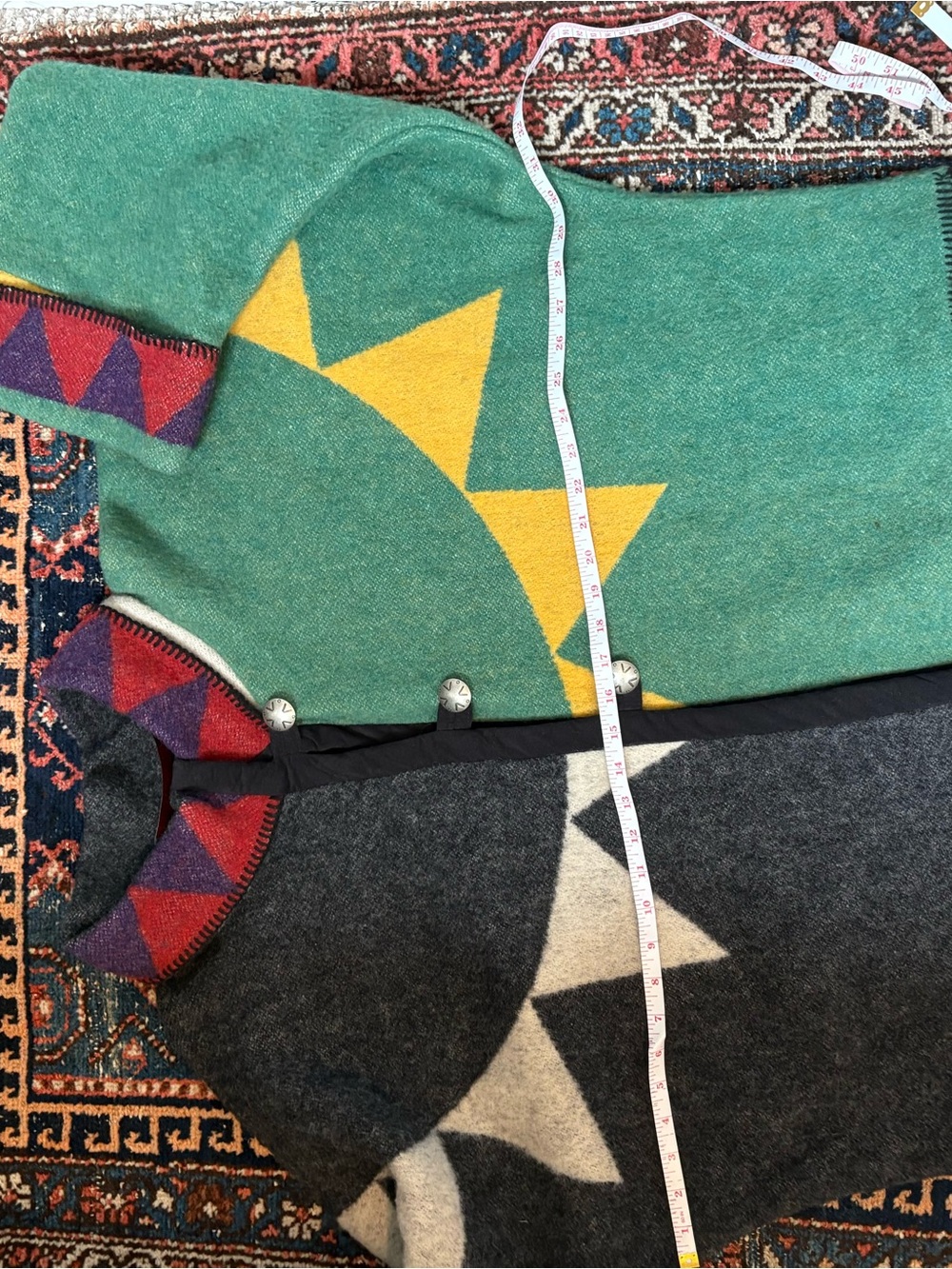 Vintage Aventura Oversized Southwestern Wool Poncho - Picture 7 of 8